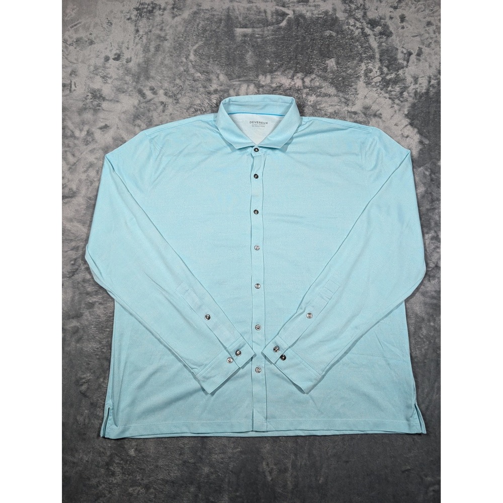 Devereux Proper Threads Shirt Mens 2XL Light Blue Long Sleeve Golf Performance